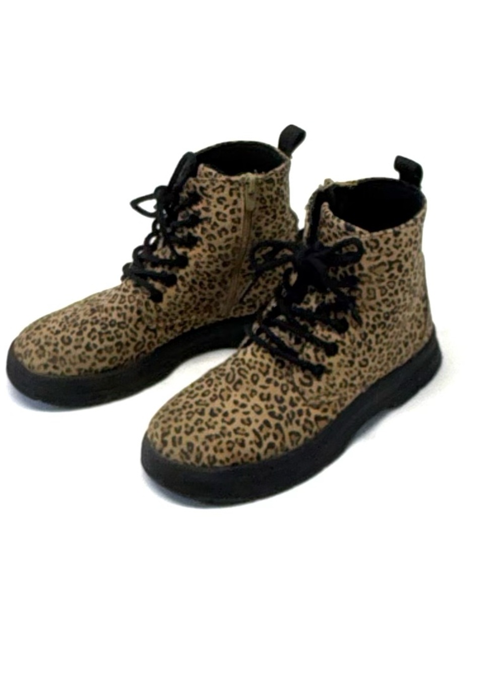 ZARA Kids Leopard Print Lace Up Combat Boots - EU Size 29 (US 11.5)